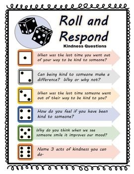 a roll and respond poster with dices on it