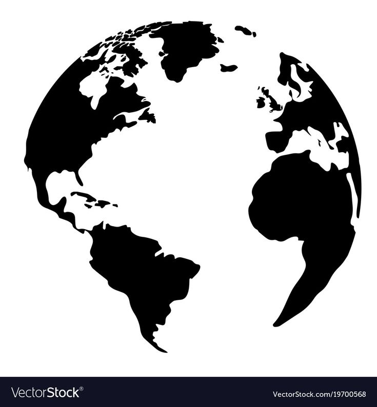 the earth in black and white on a white background