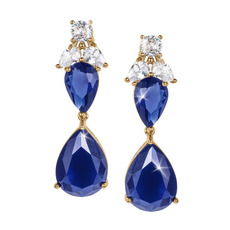 Majestic Dreams Earrings Dazzling Blue Earrings With Diamond Accents, Exquisite Blue Earrings With Diamond Accents, Blue Diamond-accented Evening Earrings, Royal Blue Jewelry With Prong Setting For Formal Occasions, Elegant Crystal Earrings With Gemstone Accents, Blue Cubic Zirconia Earrings With Brilliant Cut, Classic Blue Drop Earrings, Brilliant Cut Blue Earrings For Evening, Blue Brilliant Cut Earrings For Evening