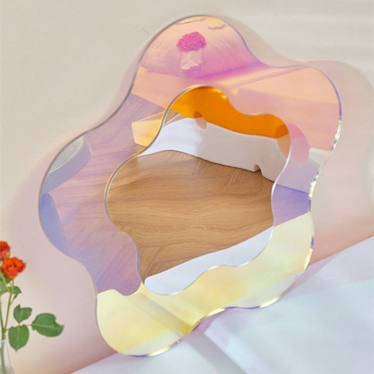 Rainbow Irregular Shapes Acrylic Mirror Blob Mirror, Mirror Tutorial, Blob Mirrors, Colorful Mirror, Mirror Aesthetic, Mirror Bedroom, Retro Mirror, Wavy Mirror, Aesthetic Diy