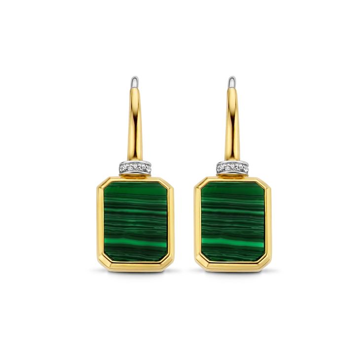 Vintage Green Malachite Earrings by Ti Sento - Available at SHOPKURY.COM. Free Shipping on orders over $200. Trusted jewelers since 1965, from San Juan, Puerto Rico. Elegant Green Earrings With Polished Finish, Elegant Green Polished Earrings, Formal Green Earrings With Metal Plating, Green Plated Earrings For Formal Occasions, Formal Green Plated Earrings, Luxury Green Earrings With Polished Finish, Malachite Earrings, Green Malachite, Gold Plating