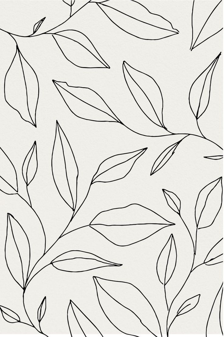 a black and white drawing of leaves