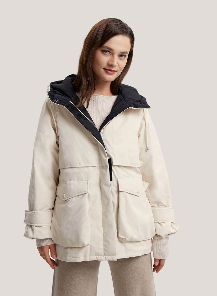 Hood Down Parka Coat | Parka coat, Down parka, Parka White Parka, Cashmere Pants, Cashmere Hoodie, Cashmere Dress, Roll Neck Sweater, Wool Vest, Boatneck Sweater, Ribbed Turtleneck, White Duck