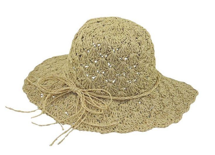 A beautiful crocheted paper sun hat with a 3" brim in a natural color. 21 1/4 inches. Spring Sun Hat With Crochet Trim And Curved Brim, Beige Summer Crochet Hat, Adjustable Crochet Hat With Crochet Trim For Summer, Summer Hat With Crochet Trim And Curved Brim, Bohemian Cream Crochet Hat For Beach, Summer Crochet Hat With Adjustable Crochet Trim, Summer Adjustable Crochet Hat With Crochet Trim, Summer Hats With Crochet Trim And Curved Brim, Adjustable Summer Crochet Hat With Crochet Trim