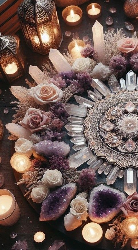 Purple Healing Aesthetic, Crystal Esthetics, Cute Witchy Aesthetic, Luxury Witch Aesthetic, Precious Stones Aesthetic, Crystal Background Aesthetic, Crystal Wallpaper Aesthetic, Healing Magic Aesthetic, Pink Crystal Aesthetic