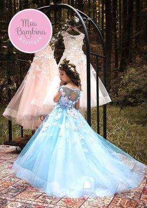 The Marbella Flower Girl Dress For Wedding by MB Boutique Canada. Dresses With 3d Flowers, Princess Frocks, Flower Girl Dresses Blue, Girls Blue Dress, Girls Pageant Dresses, Occasion Dresses Wedding, Kids Gown, Flower Girl Dress Lace