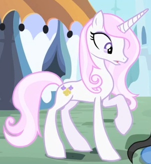 the pinkie pony is standing in front of other ponies