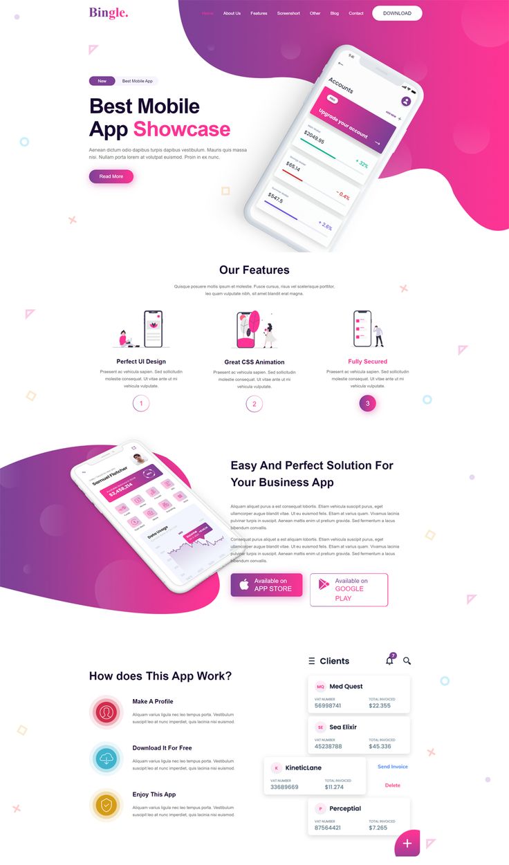 the landing page for an app that is designed to look like a mobile phone and it has