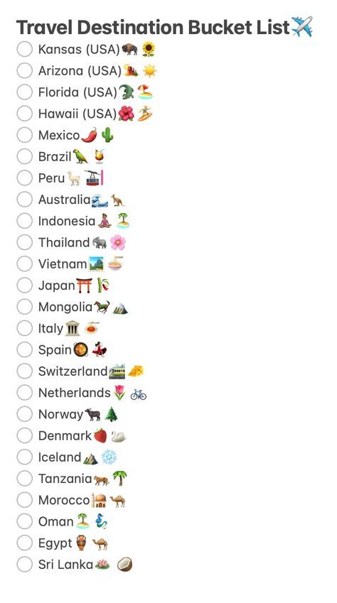 the travel destination bucket list is shown