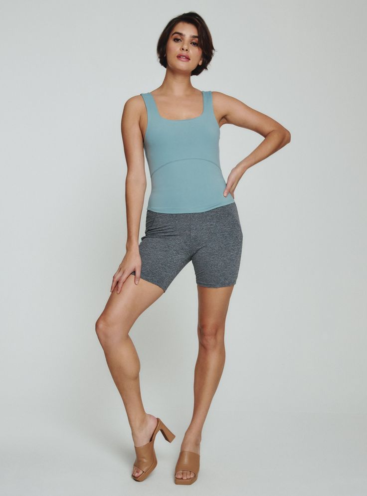 Our Core Performance® Collection combines our signature 4-Way Stretch fabric with a softer-than-ever finish that allows for all-around comfort in or outside the house. Look good and feel good at your next workout session or morning hike. Wear as a set or mix and match with your favorite closet staples. Details Model is 5'10" and wears a size small. Care:Machine wash cold with similar colors. Tumble dry low. Iron on low if needed. Composition: 92% Polyester | 8% Elastane Blue Seamless 4-way Stretch Activewear, Sporty Seamless Activewear For Lounging, Casual Seamless High Stretch Activewear, Casual High Stretch Seamless Activewear, Blue Activewear With Seamless 4-way Stretch, Blue 4-way Stretch Tops For Yoga, Blue Seamless Activewear With 4-way Stretch, Blue Stretchable Tops For Yoga, Gray 4-way Stretch Activewear With Seamless Construction