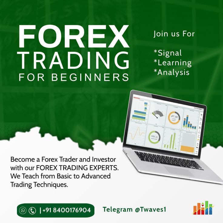 forex trading for beginners poster with green background and white text on the image