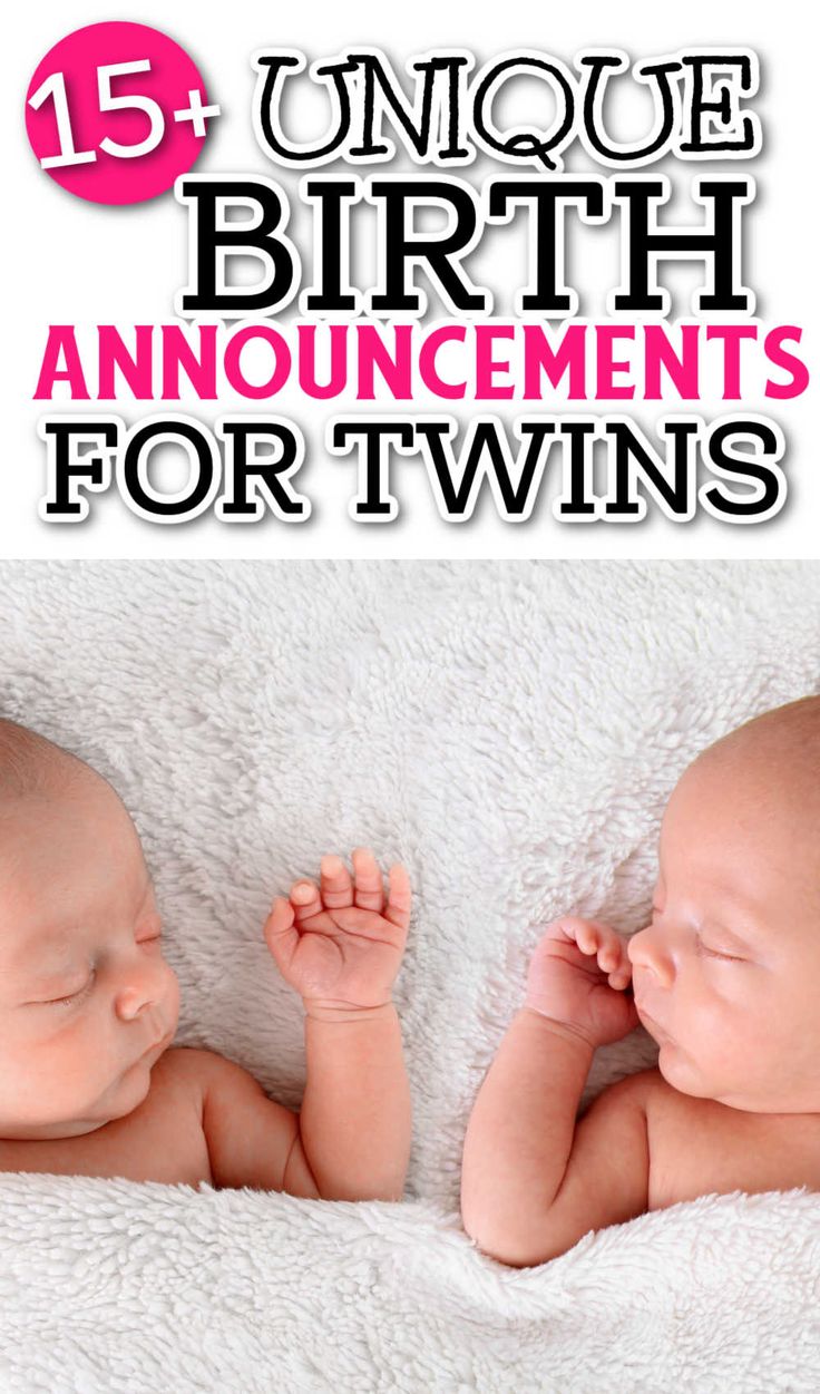 two baby babies laying next to each other on top of a white blanket with the title 15 unique birth announcements for twins