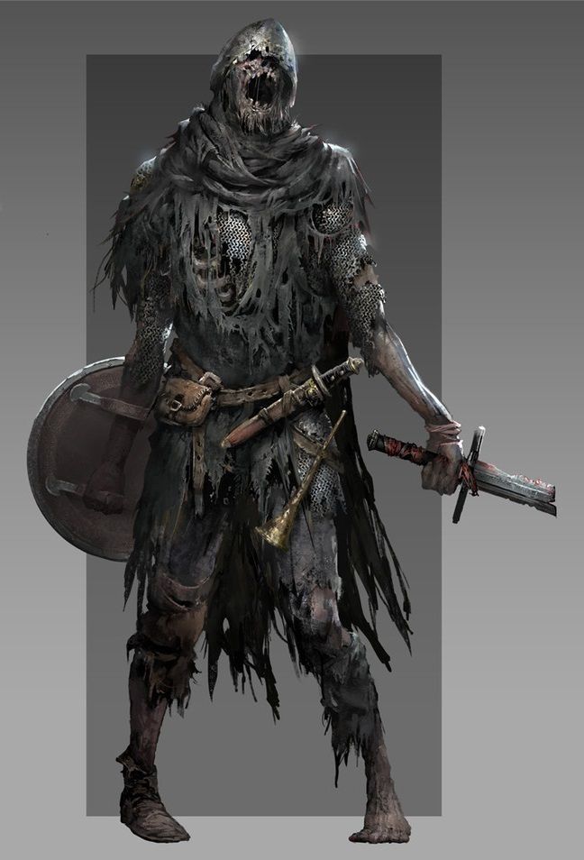 Dungeon Monsters Concept Art, Draugr Concept Art, Undead Concept Art, Fantasy Zombie Art, Undead Viking, Zombie Knight, Zombie Rpg, Fantasy Undead, Fantasy Zombie