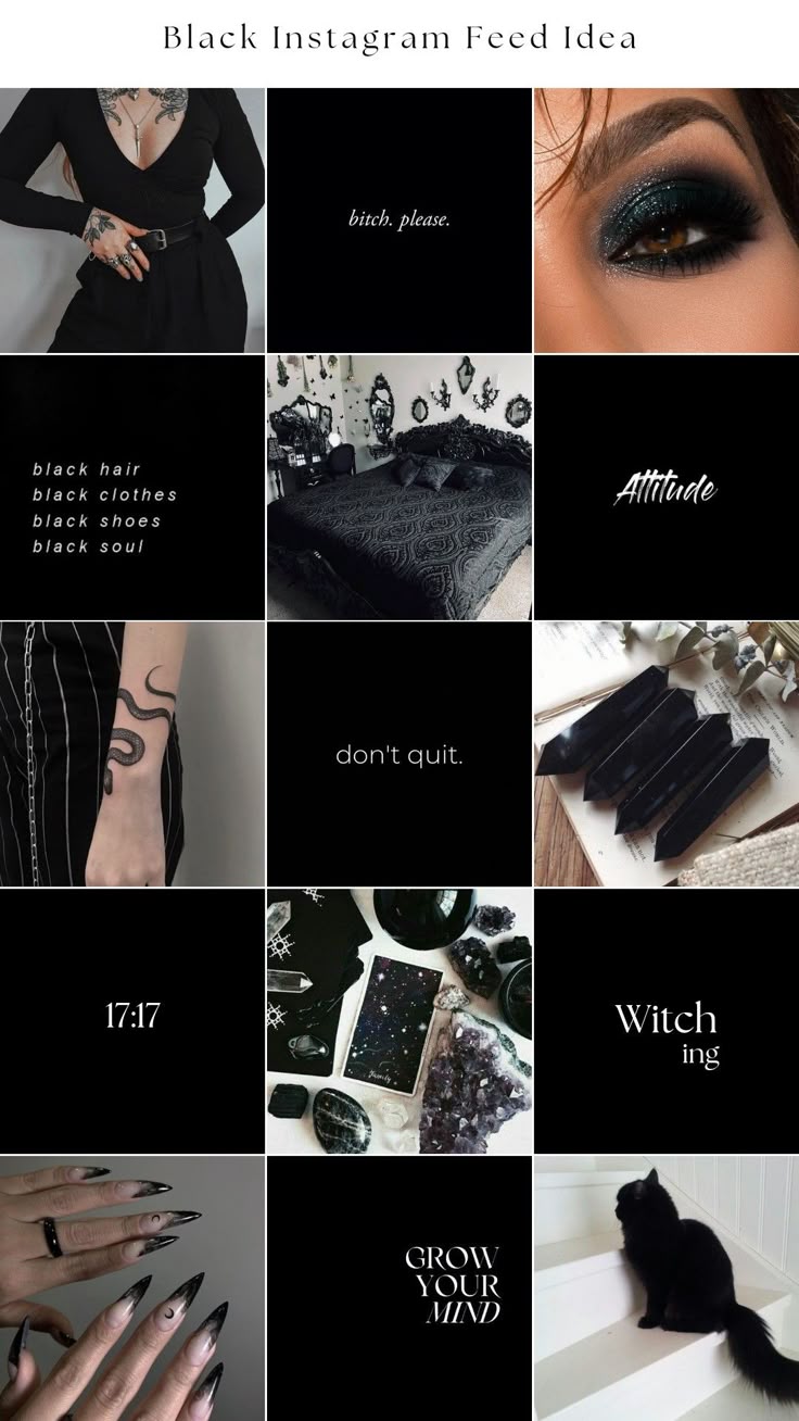 black instagram feed idea with different images