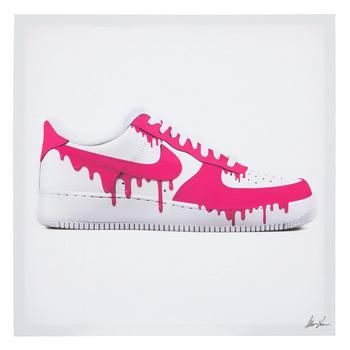 Dimensions: 16" H x 16" W x 1.25" D Material: Canvas & MDF Shape: Square Color: White, Pink & Black Orientation: Vertical Includes: 1 Sawtooth Hanger Quantity: 1 Sprinkle in sporty accent pieces into your home when you decorate with this Melted Pink Nike Canvas Wall Decor! This piece features a side profile of one white sneaker with melted pink embellishments. On the left side of the shoe is the iconic Nike swish logo. Upgrade your bedroom with this intriguing piece! Pink Embellishments, Nike Drip, Cc Shoes, Wall Decor Hobby Lobby, Preppy Shoes, Jordan Shoes Retro, Shoes Retro, Nike Swoosh Logo, Cute Nike Shoes