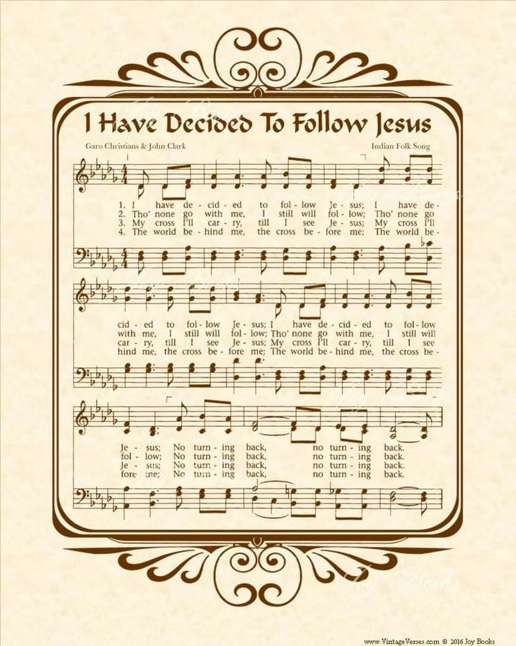 i have decided to follow jesus sheet music printable for kids and adults, 8 x 11 inches