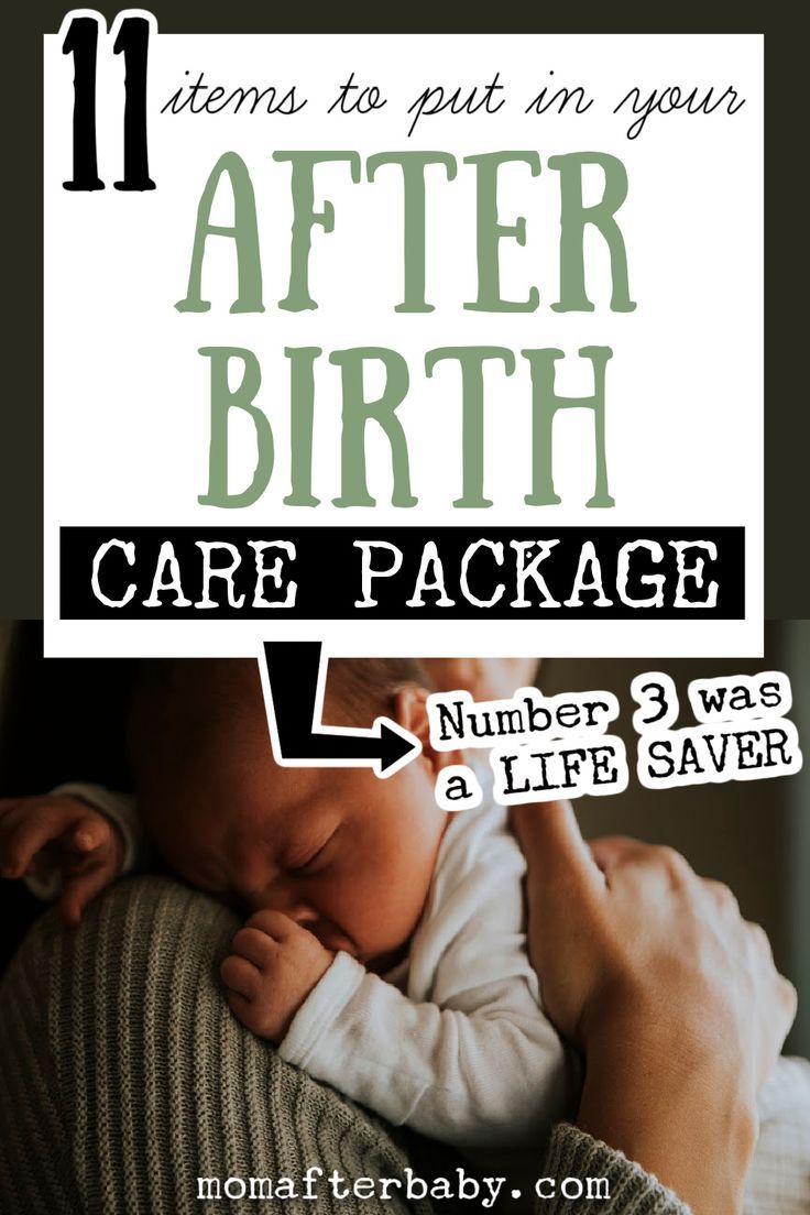 a person holding a baby with the words 11 items to put in your after birth care package