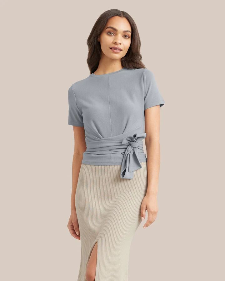 Jude Cropped Wrap Blouse  |  Modern Citizen Elegant Cropped Elastane Tops, Chic Cropped Viscose Tops, Casual Fitted Short Sleeve Wrap Top, Fitted Tie Waist Tops, Fitted Cropped Viscose Top, Fitted Versatile Tops With Tie Waist, Versatile Fitted Tops With Tie Waist, Versatile Fitted Top With Tie Waist, Elegant Fitted Faux Wrap Top