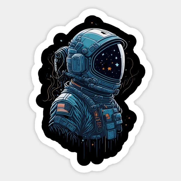 an astronaut with stars in the background