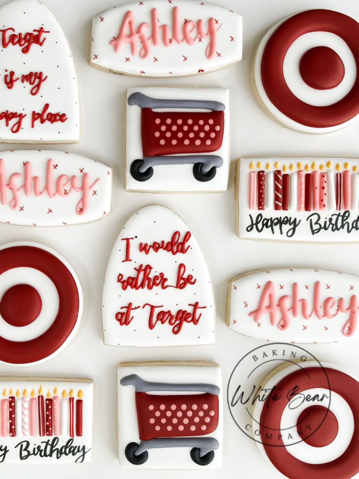 decorated cookies are arranged on top of each other