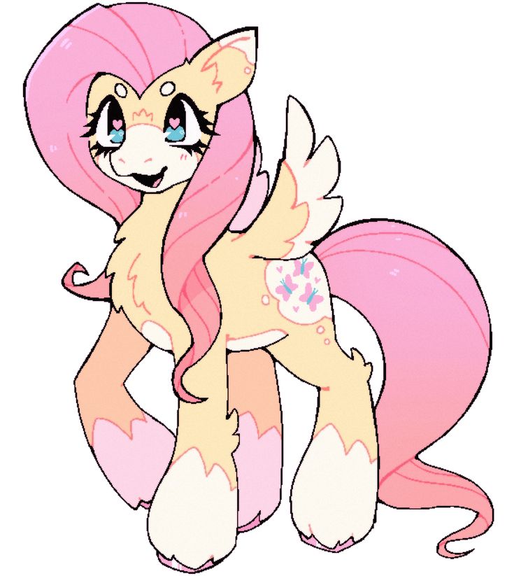 a pony with pink hair and blue eyes is standing in front of a white background