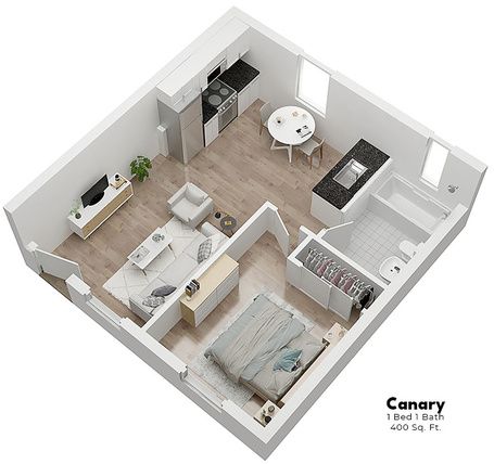 the floor plan of a two bedroom apartment with an attached kitchen and living room area