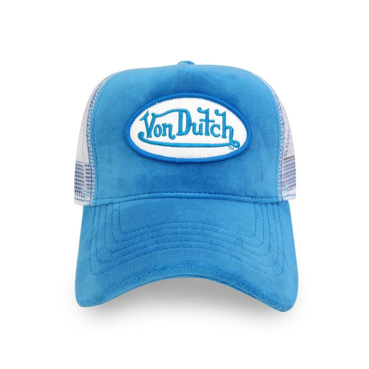 CLASSIC TRUCKER 51 - Von Dutch Von Dutch Hat, Random Clothes, Blue Crush, Black Snapback, Von Dutch, Black And White Design, Crushed Velvet, Blue Suede, Blue Velvet