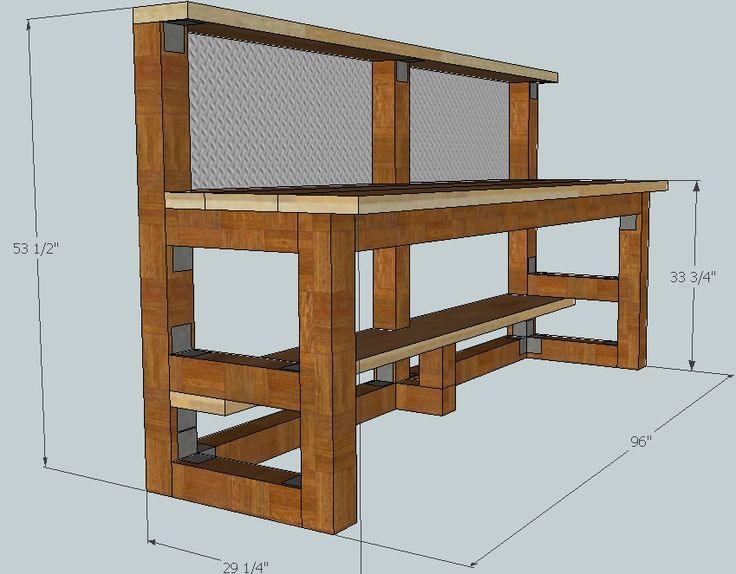 a drawing of a wooden table with shelves