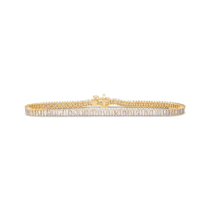 Baguette Cut Diamond Tennis Bracelet - Alexis Jae Jewelry Baguette Diamond Tennis Bracelet, Luxury Bracelet With Baguette Cut And Prong Setting, Diamond Baguette Tennis Bracelet, Tennis Bracelet Diamond Baguette, Baguette Tennis Bracelet, Baguette Diamond Bracelet, Dazzling Luxury Baguette Cut Tennis Bracelet, Gold Baguette Cut Tennis Bracelet With Diamond Accents, Luxury Dazzling Baguette Diamond Bracelets