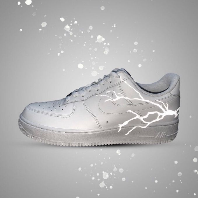 Custom 3m Reflective Nike Air Force 1s Please Buy Correct Size! No Returns/Refunds/Exchanges!!!! Custom Made! White Nike Air Force 1s Low Reflective Lightning Custom With Reflective 3m Accents. Rose Gold Nike Shoes, Gold Nike Shoes, Nike Air Max Verona, White Nike Air Force, Brown Leather Sneakers, Nike Air Flight, White Nike Air, Nike Air Force 1s, Air Force 1s