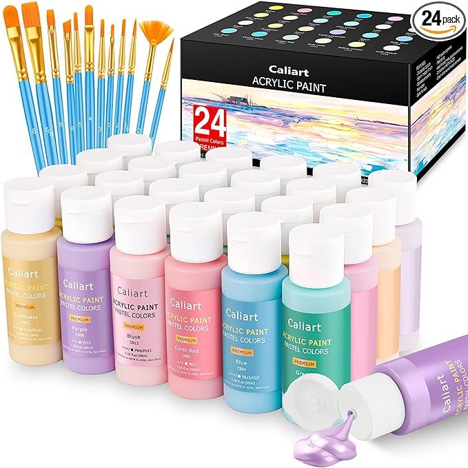 the 24 piece acrylic paint set includes all different colors