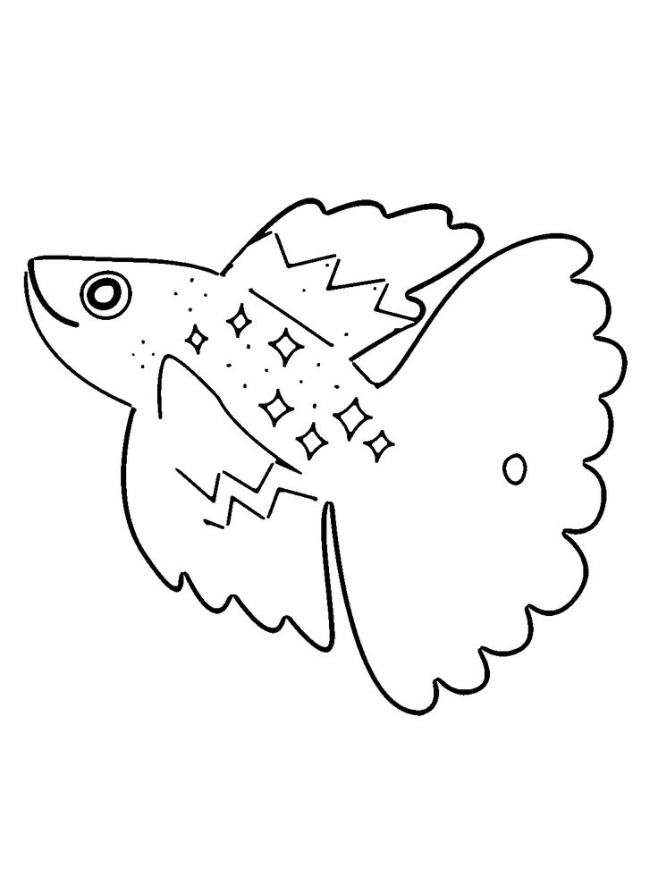 a black and white drawing of a fish