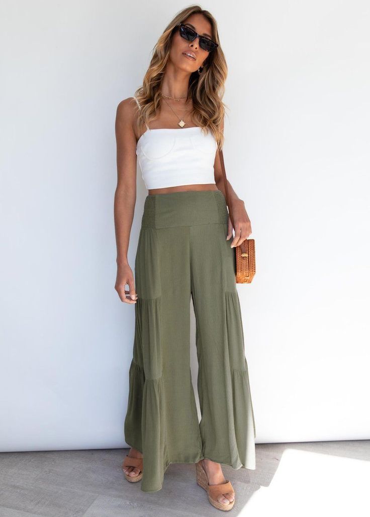 Boho High Waisted Leoprad Wide Leg Flowy Pants Stretch Cargo Pants For Summer, Stretch Summer Cargo Pants, High-waisted Cargo Pants For Summer Day Out, Summer Khaki Relaxed-fit Cargo Pants, Khaki Full-length Cargo Pants For Summer, Khaki Full-length Parachute Pants For Summer, Green Stretch Cargo Pants For Summer, Summer Wide Leg Cargo Pants For Day Out, Fitted Khaki Long Pants