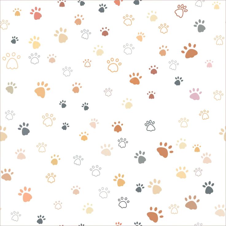 an animal paw pattern on a white background with orange, pink and grey colors stock photo