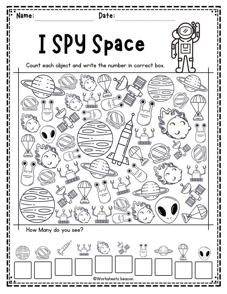 i spy space worksheet for kids