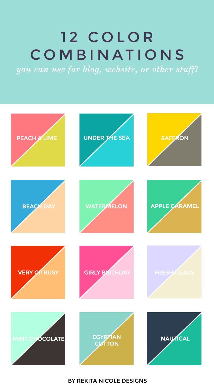 the color combinations for different colors are shown in this graphic style, and there is also an