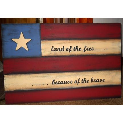 an american flag with the words land of the free because of the brave