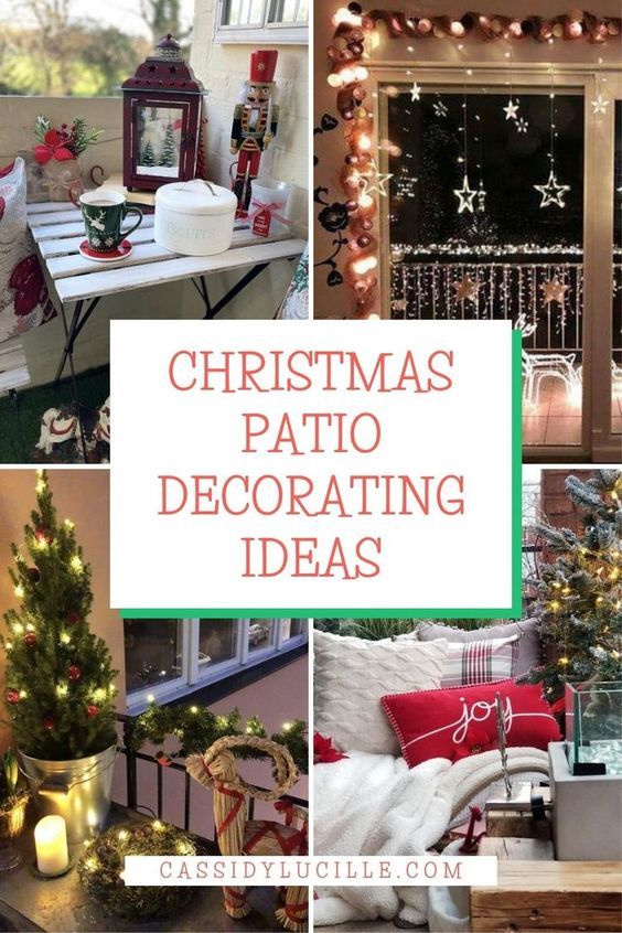 christmas patio decorating ideas with text overlay