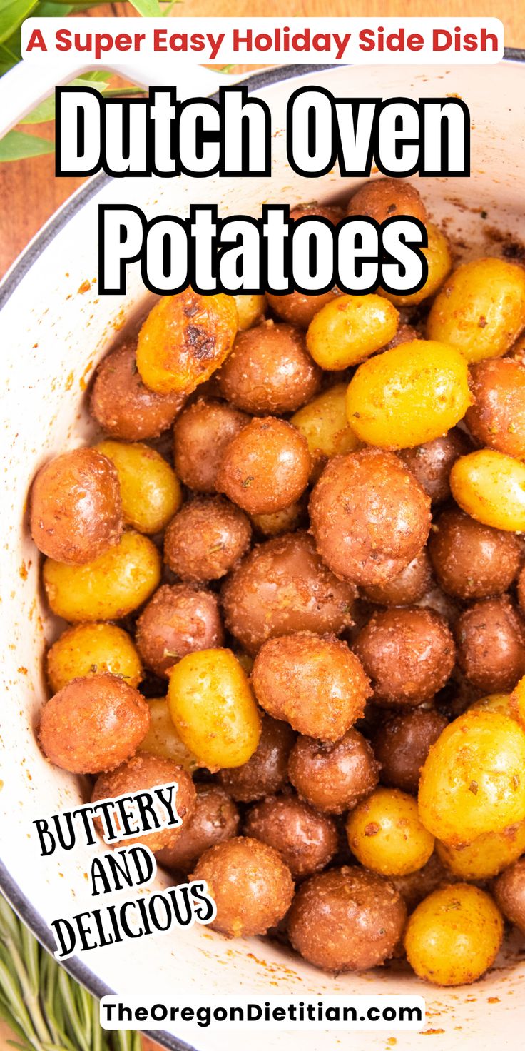 a white bowl filled with potatoes on top of a wooden table