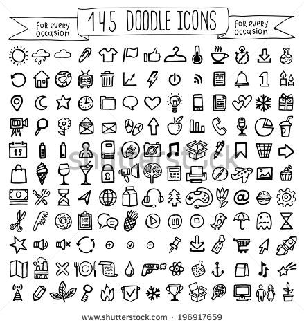 a large collection of doodle icons