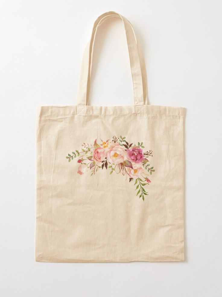 Handpainted Tote Bags, Sewing Videos, Flowers Tote, Best Tote Bags, Painted Tote, Girls Tote, Art Tote Bag, Pink Floral Pattern, Bag Ideas