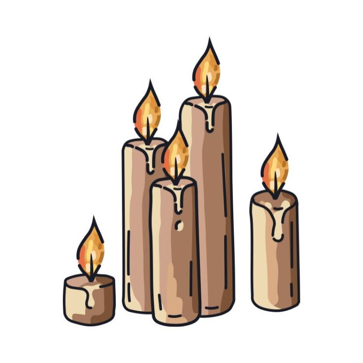 three candles with one lit and the other turned on in different stages of burners