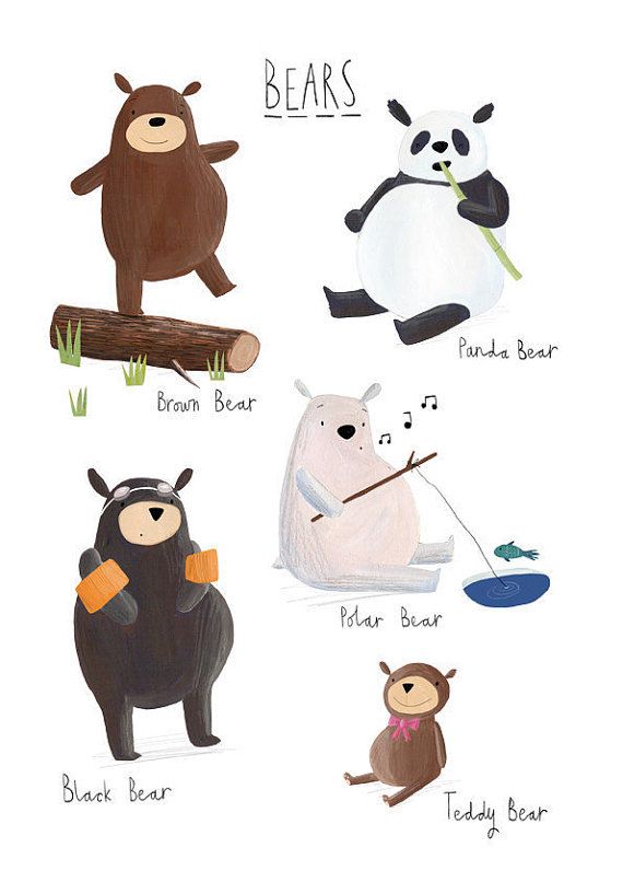 an image of various animals that are in the shape of bears and pandas on skateboards