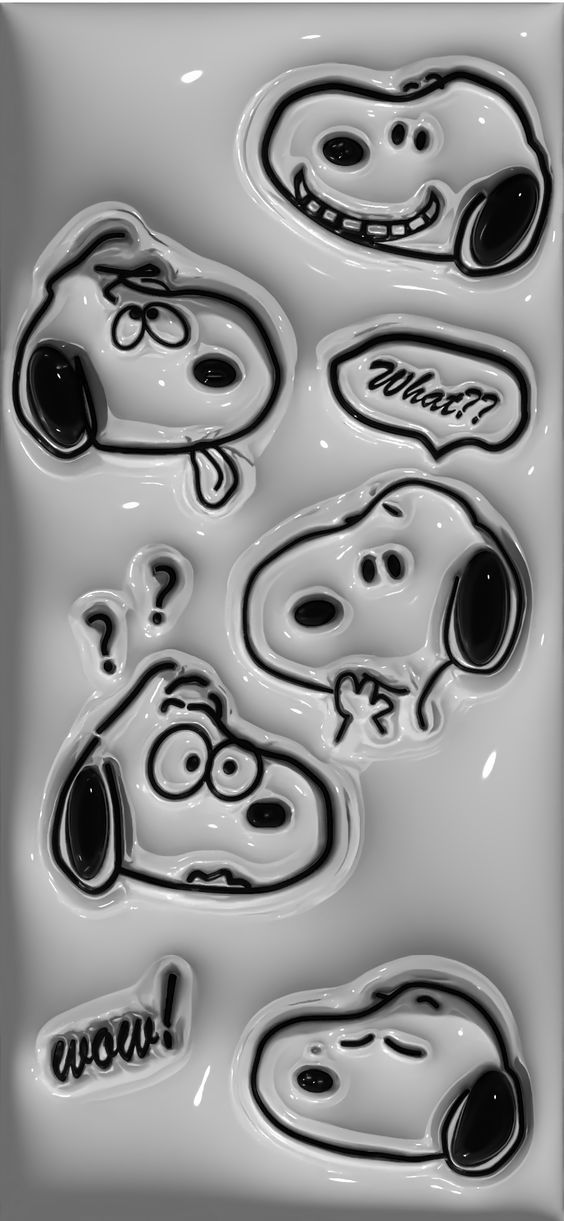 some black and white cartoon characters on a sheet of water with the word snoop written in it