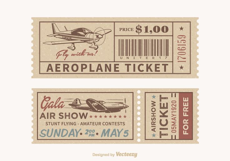 two tickets for an aeroplane ticket show