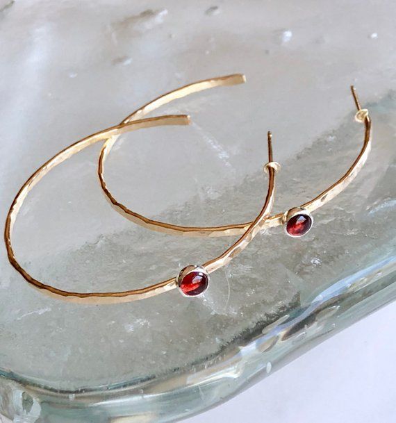 Hammered garnet hoops Gold Garnet Jewelry With Bezel Setting, 14k Gold Birthstone Hoop Jewelry, Elegant Small Hoop Birthstone Jewelry, Hoop Jewelry With Bezel Setting For Gift, 14k Gold Hoop Earrings With Bezel Setting, 14k Gold Filled Birthstone Hoop Jewelry, Dainty Round Hoop Earrings With Birthstone, Hoop Birthstone Jewelry For Anniversary, Classic Hoop Earrings With Bezel Setting