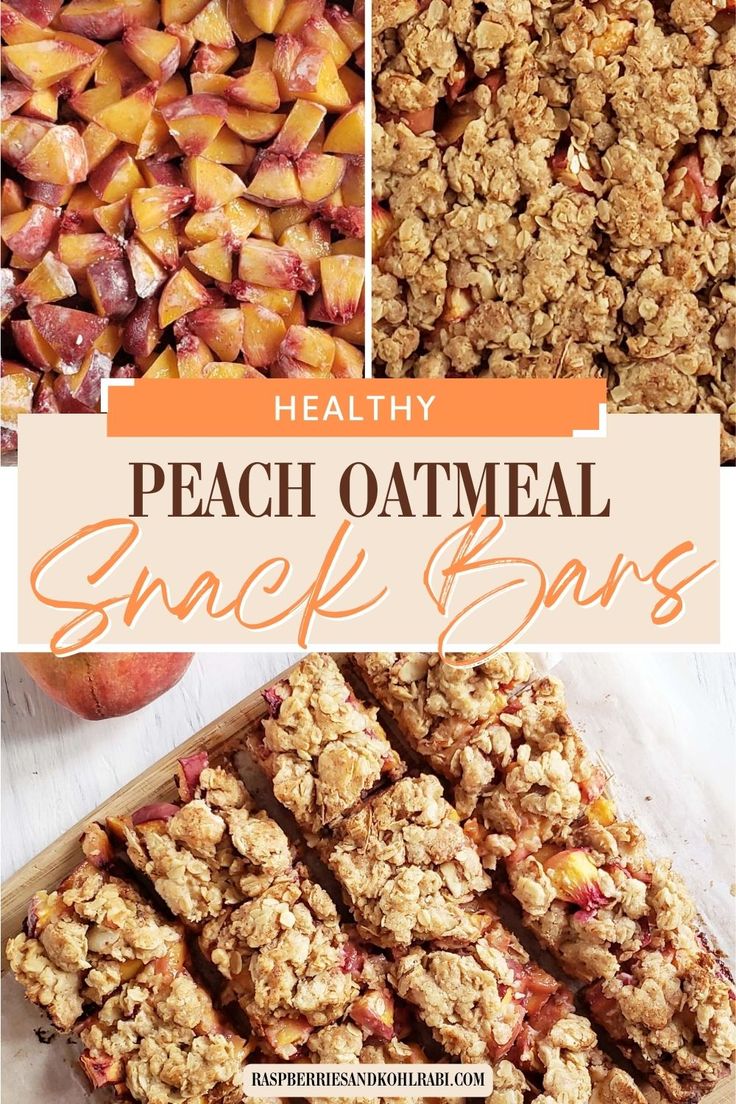 peach oatmeal snack bars with text overlay