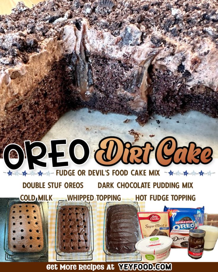 an advertisement for oreo diet cake with chocolate frosting