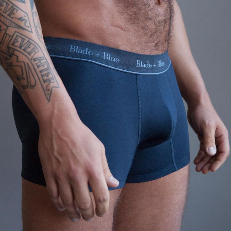 Mens Navy Blue Knit Underwear Made in USA – Blade + Blue Short Sleeve Flannel, Black Trunk, Denim Joggers, Twill Shorts, Mens Navy, Shirt Sale, Black Knit, Trunk, Cotton Tshirt