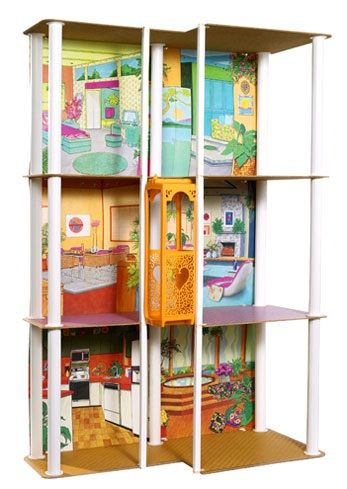 a doll house with all the furniture and accessories in it's display case on a white background